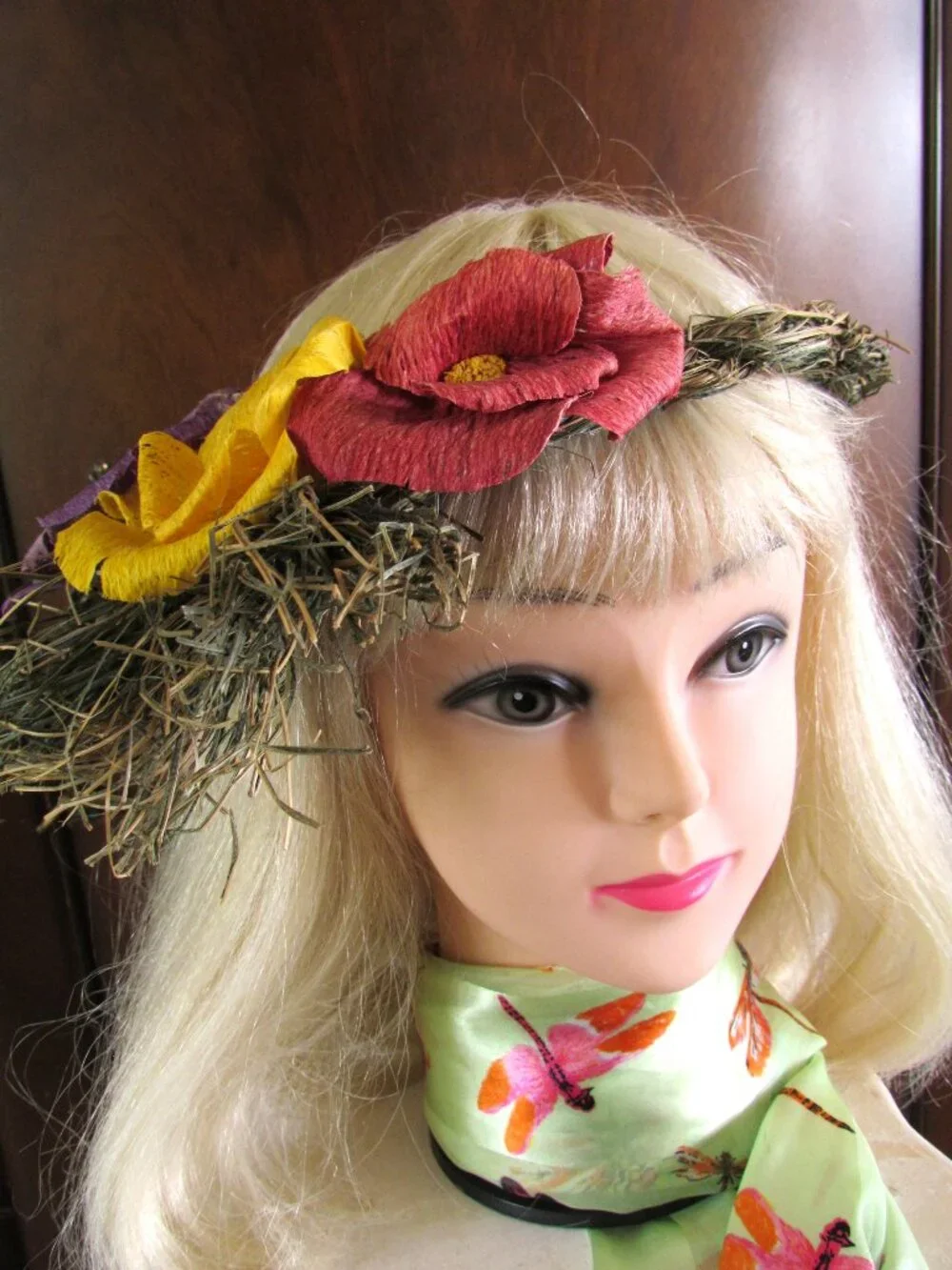2 FESTIVAL HAIR WREATHS: FLORAL & GOLDEN LEAVES; RENAISSANCE, MEDIEVAL COSTUMES - Picture 3 of 12